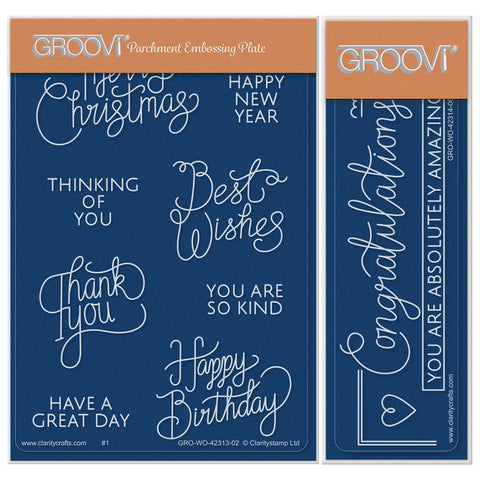 Ribbon Sentiments A6 & Spacer Groovi Plate Duo