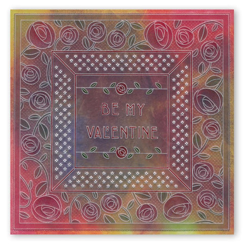 Art Nouveau Bed of Roses A6 Groovi Plate(Set GRO-FL-40881-02)
