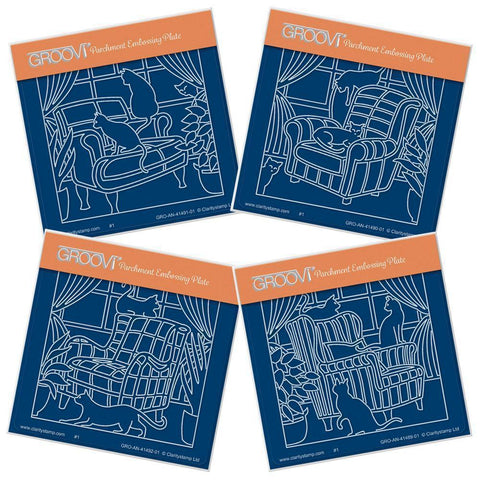 Comfy Cats Collection A6 Square Groovi Plate Set