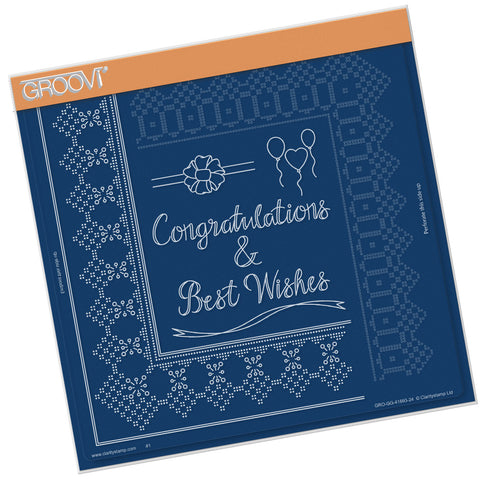 Congratulations Ribbon Lace Duet A4 Square Groovi Piercing Grid