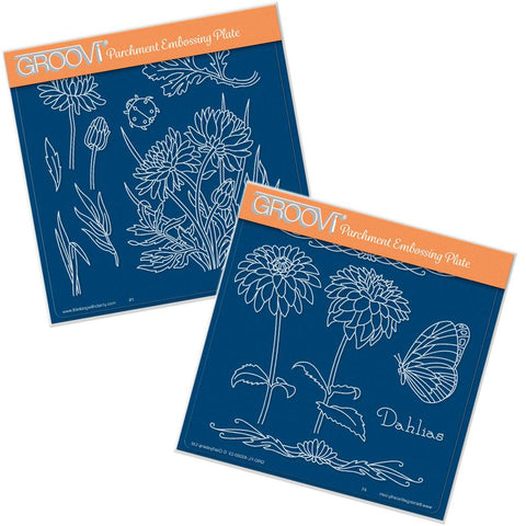 Jayne's Dahlias <br/>A5 Square Groovi Plates Set