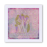 Floral Alphabet - Letter W <br/>A6 Square Groovi Plate