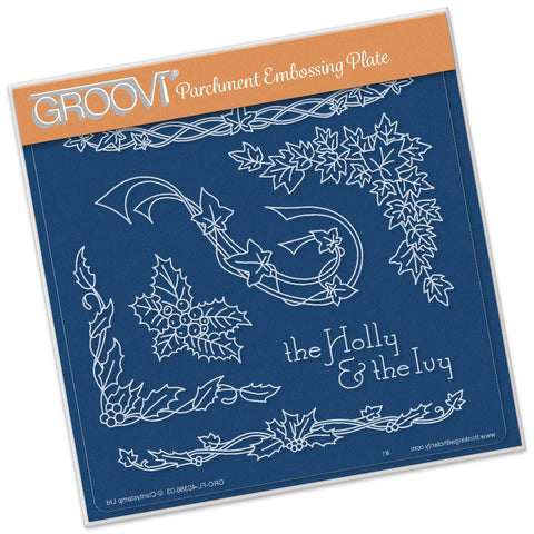 Jayne's Holly & Ivy Name <br/>A5 Square Groovi Plate <br/>(Set GRO-FL-40419-03)