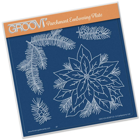 Jayne's Poinsettia <br/>A5 Square Groovi Plate <br/>(Set GRO-FL-40420-03)