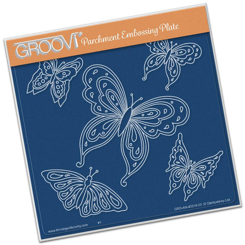 Jayne's Butterflies <br/>A5 Square Groovi Plate <br/>(Set GRO-FL-40328-03)