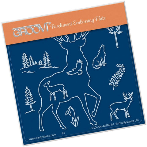 Stag Outline <br/>A6 Square Groovi Baby Plate <br/>(Set GRO-CH-40821-01)