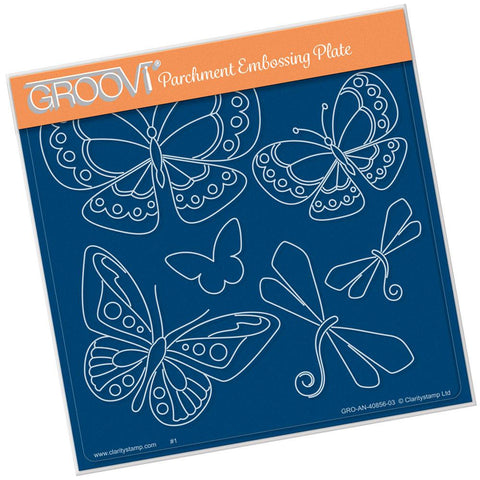 Tina's Butterfly Fun <br/>A5 Square Groovi Plate <br/>(Set GRO-AN-41015-03)