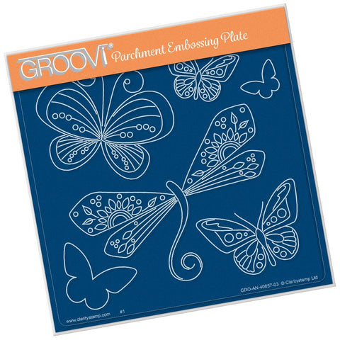 Tina's Dragonfly Fun <br/>A5 Square Groovi Plate <br/>(Set GRO-AN-41015-03)