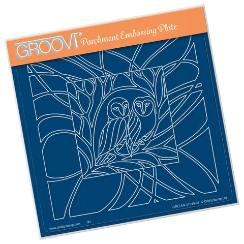 Woodland Owls <br/>A5 Square Groovi Plate