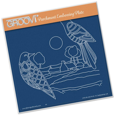 Birds Landscape A5 Square Groovi Plate (Set GRO-BI-40341-03)