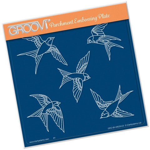 House Martins <br/>A5 Square Groovi Plate <br/>(Set GRO-BI-40819-03)
