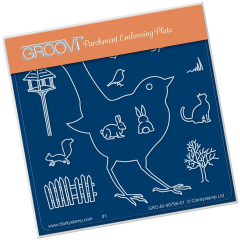 Bird Outline A6 Square Groovi Baby Plate (Set GRO-TR-40822-01)