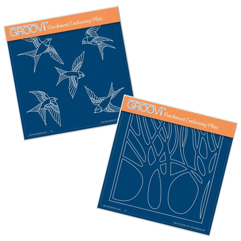 House Martins & Woodland Glade <br/>A5 Square Groovi Plate Set