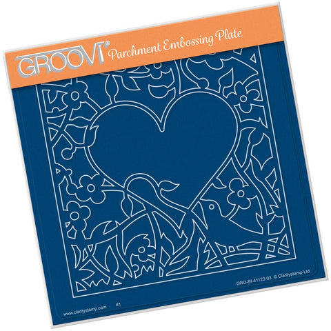 Bird Heart Sprig A5 Square Groovi Plate