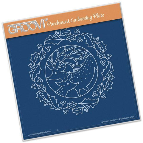 Deer Round <br/>A5 Square Groovi Plate <br/>(Set GRO-CH-40025-03)