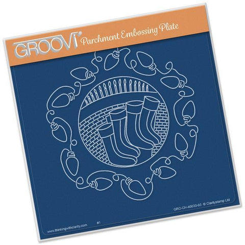 Christmas Stockings Round <br/>A5 Square Groovi Plate <br/>(Set GRO-CH-40038-03)