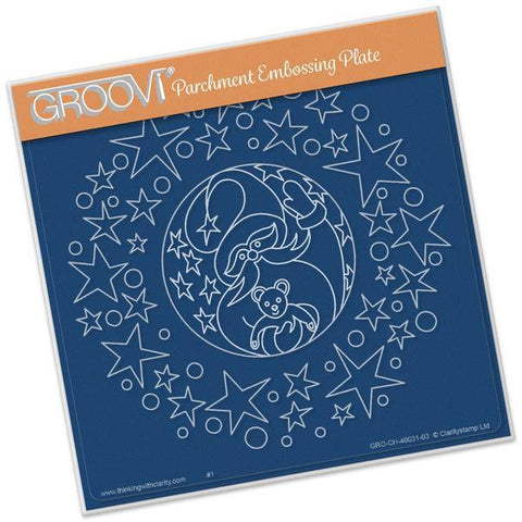 Santa & Stars Round <br/>A5 Square Groovi Plate <br/>(Set GRO-CH-40038-03)