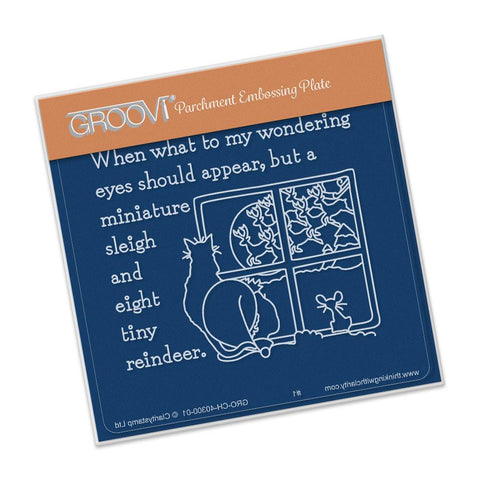 Twas the Night 5 - Cat & Window <br/>A6 Square Groovi Baby Plate