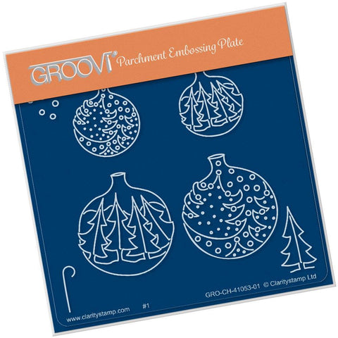 Christmas Tree Baubles <br/>A6 Square Groovi Baby Plate