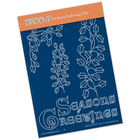 Ivy Branch with Seasons Greetings <br/>A6 Groovi Plate