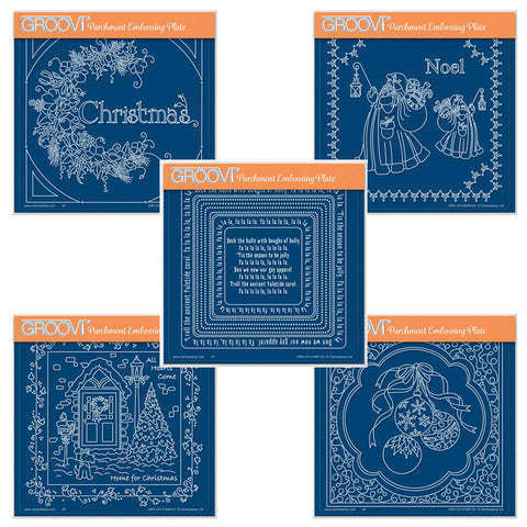 Linda Williams' Christmas Treasures Set 3 A5 Square Groovi Plate Set