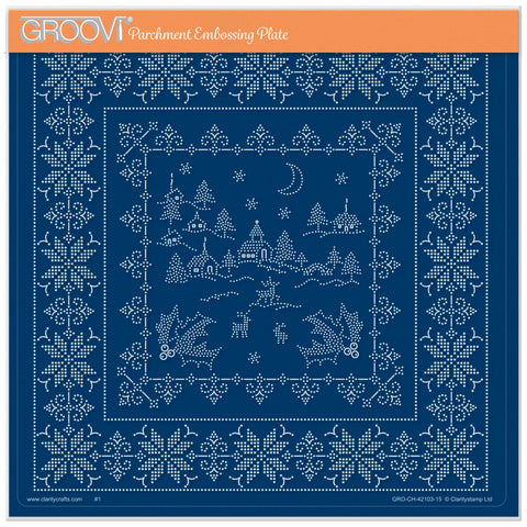 Linda's Dotty Cross-Stitch Christmas Layering Frame A4 Square Groovi Plate