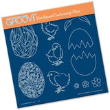 Ornate Eggs & Chicks <br/>A5 Square Groovi Plate <br/>(Set GRO-EA-40572-03)