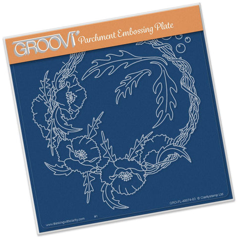 Poppy Wreath <br/>A5 Square Groovi Plate <br/>(Set GRO-FL-40088-03)