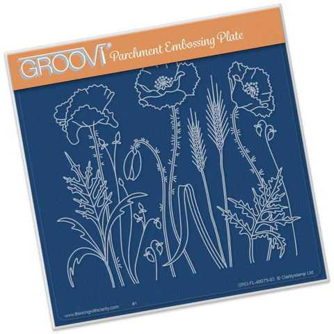 Poppy Field <br/>A5 Square Groovi Plate <br/>(Set GRO-FL-40088-03)