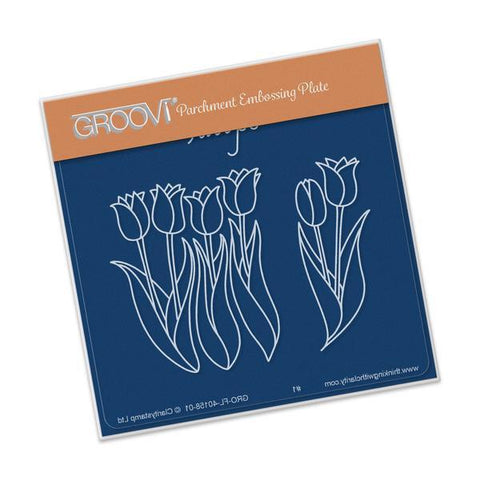 Tulips <br/>A6 Square Groovi Baby Plate <br/>(Set GRO-FL-40335-01)
