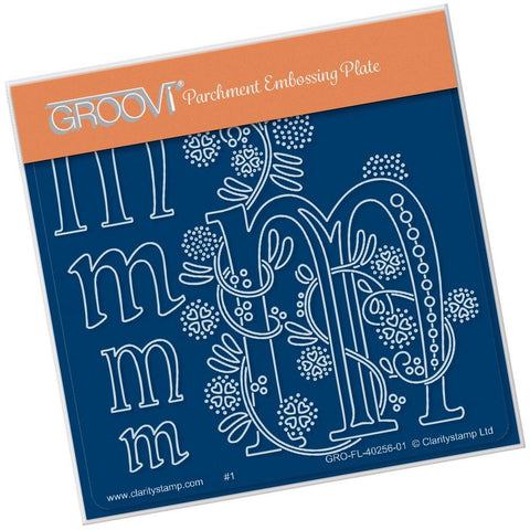 Floral Alphabet - Letter M <br/>A6 Square Groovi Plate