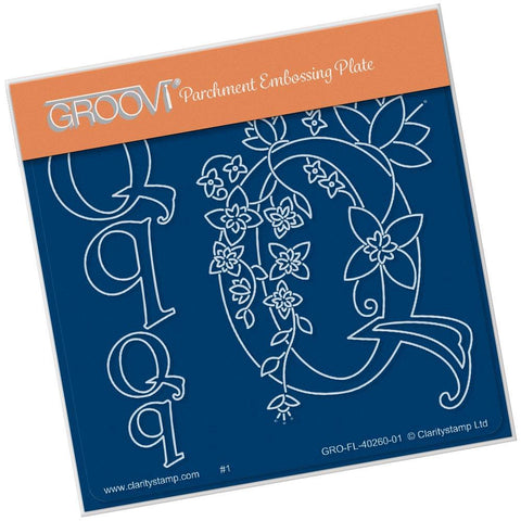 Floral Alphabet - Letter Q <br/>A6 Square Groovi Plate