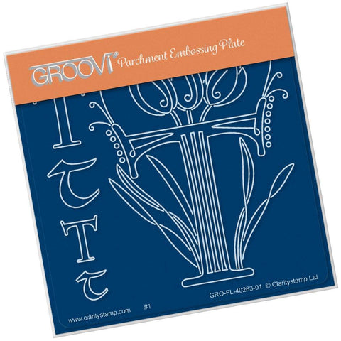 Floral Alphabet - Letter T <br/>A6 Square Groovi Plate