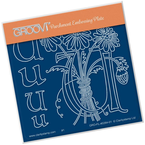 Floral Alphabet - Letter U <br/>A6 Square Groovi Plate