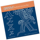 Floral Alphabet - Letter X <br/>A6 Square Groovi Plate