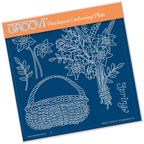 Spring Bouquet <br/>A5 Square Groovi Plate <br/>(Set GRO-FL-40935-03)
