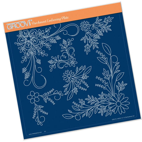 Tina's Floral Swirls & Corners 2 <br/>A4 Square Groovi Plate