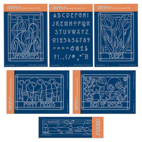 Art Nouveau Floral Collection & Spacer A6 Groovi Plate Set