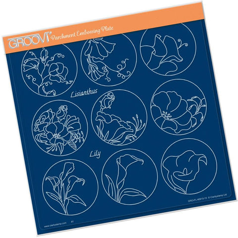 Linda's 123 Flowers - B <br/>Sweet Pea, Lisianthus & Lily <br/>A4 Square Groovi Plate