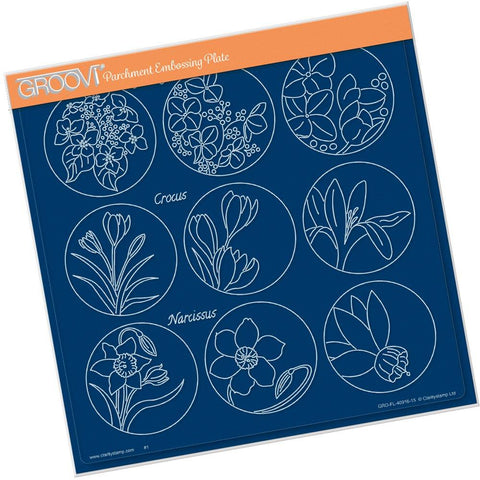 Linda's 123 Flowers - C <br/>Hydrangea, Crocus & Narcissus <br/>A4 Square Groovi Plate