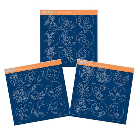Linda's 123 Flowers - ABC <br/>Daisy, Sweet Pea & Hydrangea <br/>A4 Square Groovi Plate Set