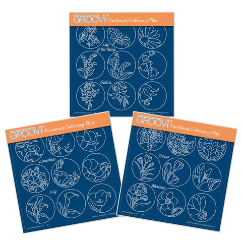 Linda's 123 Flowers - ABC <br/>Daisy, Sweet Pea & Hydrangea <br/>A5 Square Groovi Plate Set