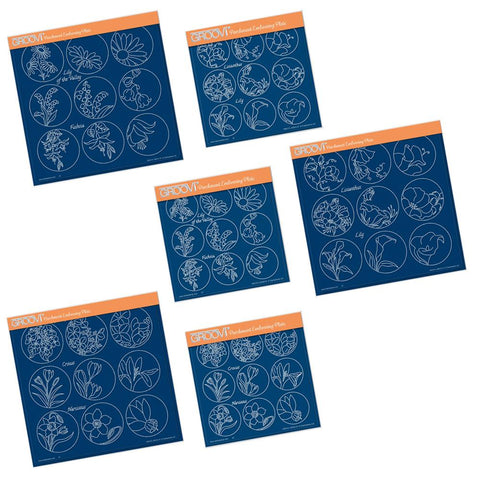 Linda's 123 Flowers - ABC Collection <br/>Daisy, Sweet Pea & Hydrangea <br/>A4 & A5 Square Groovi Plate Set