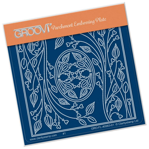 Tina's Oval Flowers Parchlet <br/>A6 Square Groovi Baby Plate