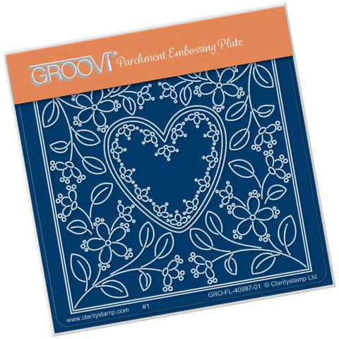 Tina's Heart Flowers Parchlet <br/>A6 Square Groovi Baby Plate