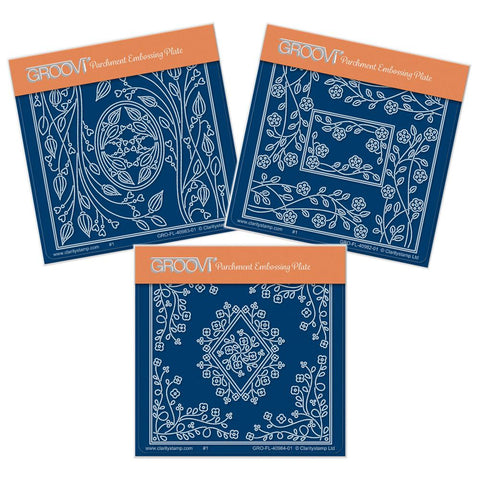 Tina's Oval, Rectangle & Diamond Parchlets Trio <br/>A6 Square Groovi Baby Plate Set