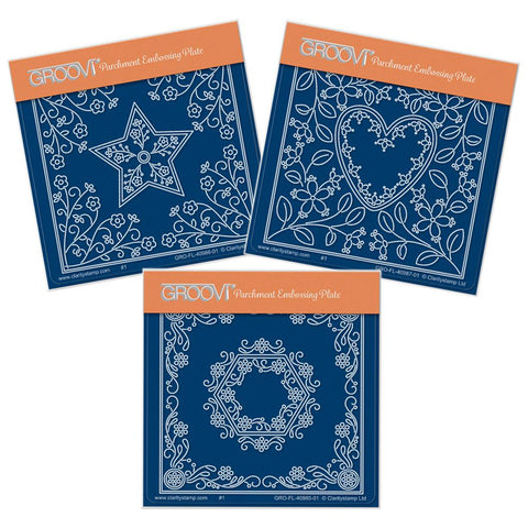 Tina's Star, Heart & Hexagon Parchlets Trio <br/>A6 Square Groovi Baby Plate Set