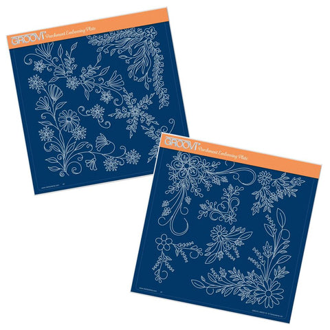 Tina's Floral Swirls & Corners 1 & 2 <br/>A4 Square Groovi Plate Set