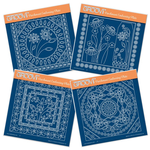 Tina's Flower Frames Quartet <br/>A5 Square Groovi Plate Set