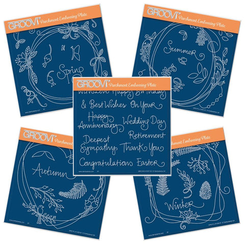Entwined Wreath & Sentiments Collection <br/>A5 Square Groovi Plate Set